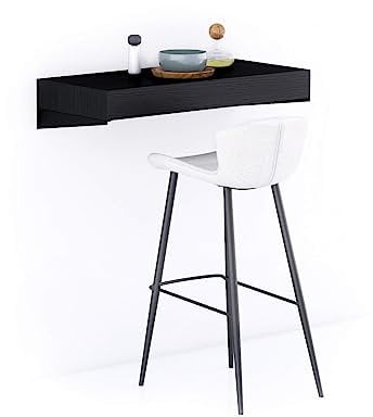 MOBILI FIVER, Barra de Bar Evolution 90x40, Madera Negra, Mesa Flotante para Bares y Restaurantes, Cocina, Made In Italy