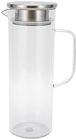 Cold Water Bottle,1.1L Large Capacity Acrylic Insulated Water Bottle with Lid,Transparent one Piece Handle and V Shaped Splash Guard Water Bottles (1.1L-Stainless Steel Cover)