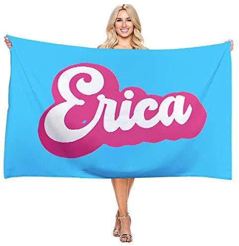 GLIKW Personalisiertes Strandtuch Mit Namen, Mikrofaser Strand Badetuch mit Text Namen Schnell Trocknendes Badetuch Geschenke für Strand, Camping, Poolparty, Fitness, Yoga 100×200cm