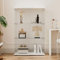 Beauty4U 3-Shelf Glass Display Cabinet, 49 Double Door Showcase Cabinet w/Wood Floor Freestanding for Storage Collectables Bookshelf Living Room Bedroom Office, Simple Quick Installation, White