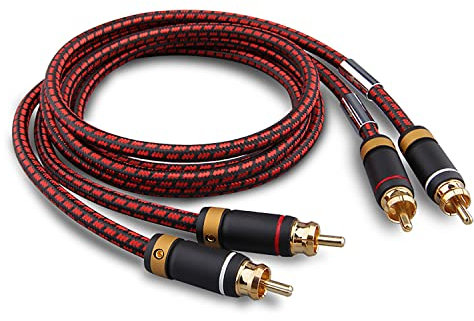 Primeda Auidophile 2RCA maschio a 2RCA maschio subwoofer stereo cavo audio, Hi Fi, placcato oro 3U | nucleo in rame 4N senza ossido (1,5 m)