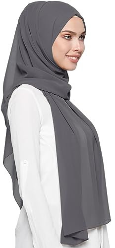 Hijab Muslimisches Kopftuch Damen Premium ChiffonModerne islamische Chiffon Kopftücher für Damen Damen Tuch Schal Türkische Premium Qualität (Anthrazit)