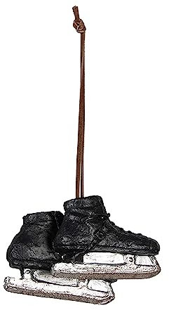 Clayre & Eef Weihnachtsanhänger Schlittschuhe 10x4x6 cm Schwarz Polyresin Weihnachtsbaumschmuck