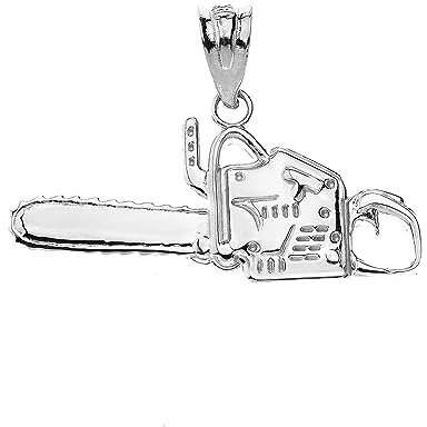 Joyara Timber Chainsaw Charm Pendant Necklace in Sterling Silver (Available Chain Length 16- 18- 20- 22) 20