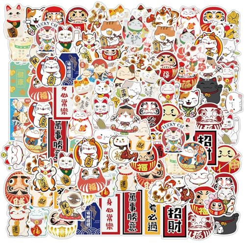 Cartoon Stickers 50pcs Cute Lucky Cat Stickers Waterproof Vinyl Stickers for Water Bottles Notebooks Laptops