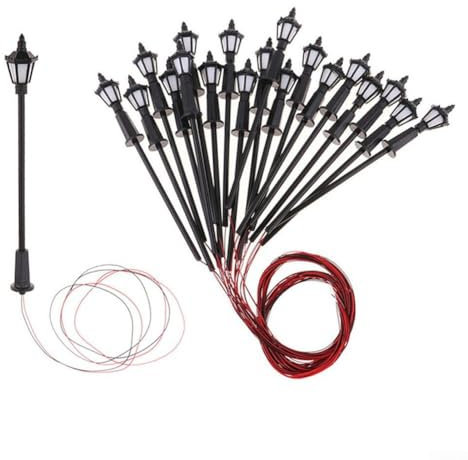 Oniissy 10 x H0 TT LED Straßenlaterne Beleuchtung Lampe Park Modelleisenbahn Zug 00 (20 Stück)
