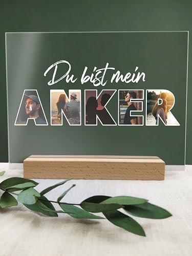 Du bist mein Anker - Acryl Foto Geschenk - Geschenke Für Freundin - Geschenkideen Männer, Geschenk Partner, Geschenkideen Frauen, Lieblingsmensch, Schokolade Danke, Freunde Geschenk, Dankeschön