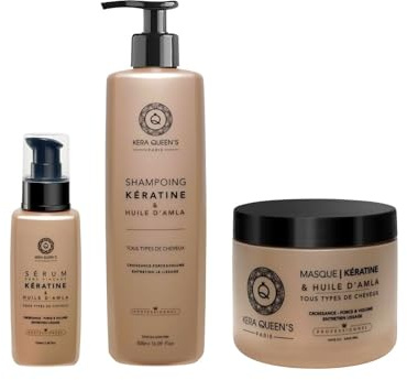 Kera Queen's Daily Ritual Trio Kit ALLE HAARARTEN Maske + Shampoo + Serum Keratin & Amla-Öl