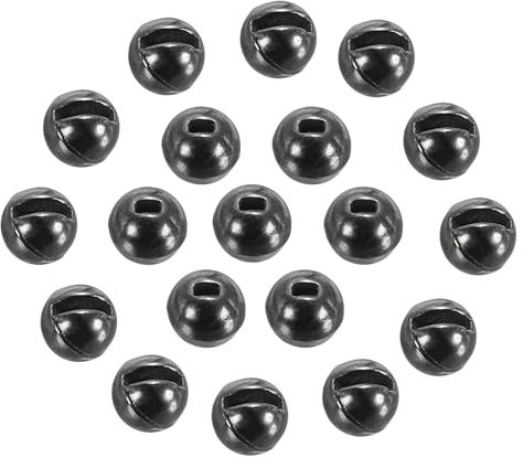 PATIKIL 3mm Tungsten Slotted Beads for Fly Tying, 50 Pcs Tungsten Beads Round Bead Head Ball for Jig Hooks Fishing Fly Tying Materials, Black Nickle