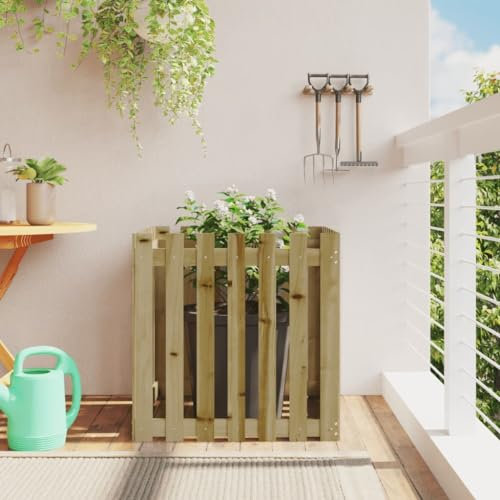 Rantry Pflanzkübel Hochbeet Blumenkasten Frühbeet Garten Pflanzkasten Gemüsebeet Gartenbeet Pflanzbeet Blumenbeet Latten-Design 70x70x70 cm Kiefernholz Imprägniert