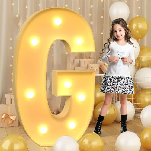 Lettre G Géante à DEL de 100 cm - Panneau Lumineux en Mosaïque pour Chapiteau, Lampes pour Saint-Valentin, Anniversaire, Noël, Nouvel An