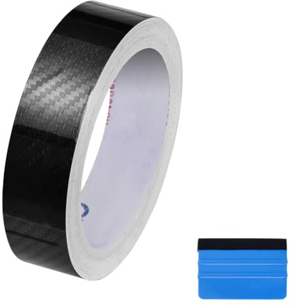 NewL Black 5D Carbon Fiber Wrap Chrome Delete Window Door Trim 2.5cm x 9m | Fine 5D Carbon Weave Pattern, Self-Adhesive, Repositionable adhesive, for Cars Door Anti-Scratch Window Trim Protector Strips