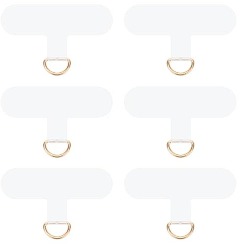 NQEUEPN 6pcs Phone Lanyard Patch Pad, 2.4x1.38x0.16in Short Cell Phone Lanyard Tab Phone Tether Tab Multifunctional Patch Compatible with Most Smartphones(Transparent, Gold)