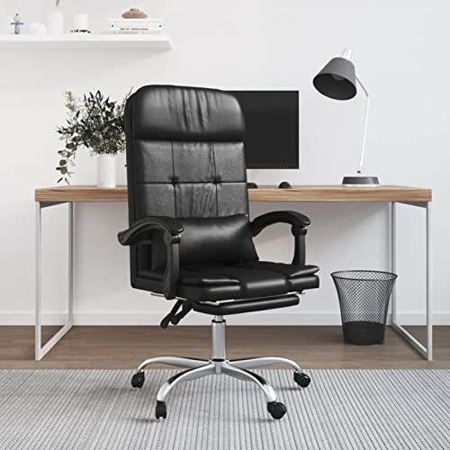 ZEYUAN Bürostuhl mit Massagefunktion, Massagestuhl, Massagesessel, Schreibtischstuhl, Office Chair, Computerstuhl, Büro Stuhl, Bürosessel, Möbel Für Arbeitszimmer, Schwarz Kunstleder