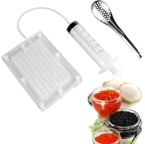 Dispensador de caviar esférico mejorado | Caja para hacer caviar | Kit de gastronomía molecular | Dispensador de salsa con infusor | Herramienta de esferificación de caviar | Kit para hacer caviar