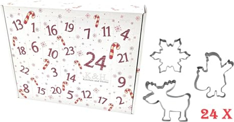 Generisch Adventskalender mit 24 Ausstechformen - Plätzchenausstecher aus Edelstahl - Rostfrei und spülmaschinengeeignet - Perfekt für Backliebhaber!