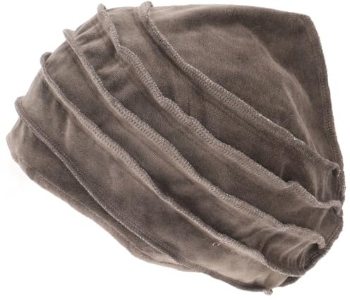 GURU SHOP Boho Samt Kappe, Samtmütze Ballon Mütze - Taupe, Herren/Damen, Baumwolle