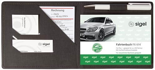 SIGEL Schutzeinband Formulare A6 quer anthrazit | EF615, mit Einstecktaschen für Belege und integriertem Stifthalter, für Formulare wie Fahrtenbuch, Quittung