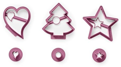 Spitzbuben-Ausstecher von Betty Bossi – 3-teiliges Set für Weihnachtsplätzchen & Kekse – Ausstechformen mit Herz, Stern & Tannenbaum – einfache Anwendung, spülmaschinengeeignet