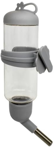 GKYZBB Meerschweinchen-Wasserflasche/Futterspender für Hamster, Igel, Gleiter, Kaninchen, Mäuse, andere kleine Haustiere und Tiere, geeignet für Käfige, Boxen oder Wandmontage, 125 ml, Grau
