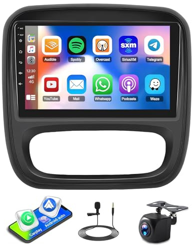 4+64G Android 13 Car Stereo Radio for Renault Trafic 3/Vauxhall Vivaro B/Nissan NV300 with Wireless Carplay Android Auto 9 IPS Touch Screen 2 DIn Car Radio GPS Navi WiFi Bluetooth Mirror Link FM RDS