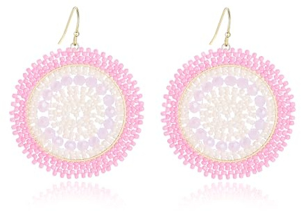Strand Ohrringe für Damen, Kristalle Glasperlen, Groß Baumelnd Handgefertigt Bohemia Statement Boho Ohrringe Sommer