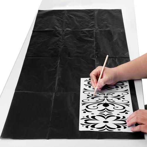Xelsluthe 5 Bögen Kohlepapier zum Durchzeichnen 20 x 36 Zoll Graphit-Transferpapier, schwarzes gewachstes Kohlepapier zum Zeichnen, Durchzeichnen und Übertragen, Stoff, Skizzenzeichnung