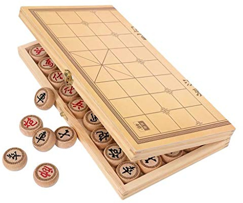 Xiangqi Chinesisches Schachspiel-Spielbrett mit Klappbrett, Klassische pädagogische Strategie-Brettspiele for 2 Spieler(3.8cm/1.5)