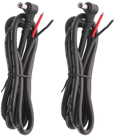 Harrisen 2 Pack 100cm 90 Grad DC Power Pigtails Kabel, rechtwinklige DC 5.5mm x 2.1mm Stecker zum Bare Wire Open End Netzteil Ersatz Reparatur Kabel für Monitore,LED-Streifen Licht,Kamer(2mm² 14AWG)