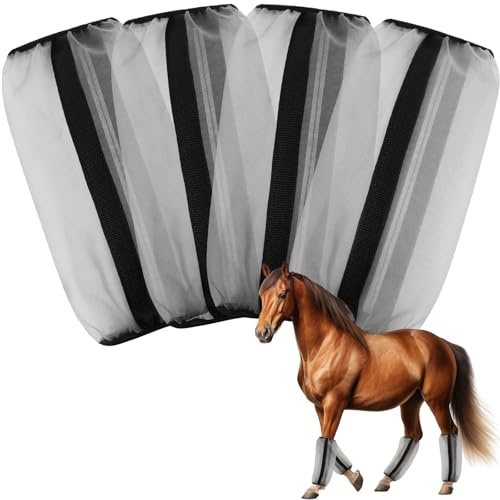 BINYI Botas de mosca para caballos, polainas refrigerantes, 4 unidades, mosquiteras para caballos, holgadas, transpirables, de malla fina, protegen contra la fatiga de las piernas y el apisonamiento