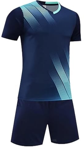 InfiniZer Kids Football Kit for Boys Girls Age 3-12, Quick Dry Soccer Jersey Set, Breathable Sports Outfit with Shorts & T-Shirt, Youth Training Uniform (Blue, 3XS(5-6 Years))