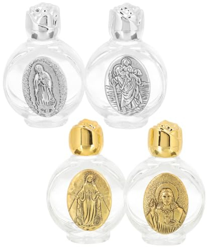 HOMSFOU Bouteilles d'eau Bénite en Verre 4 Pièces Légères Faciles à Transporter pour Cérémonies Religieuses et Voyages Style Aléatoire