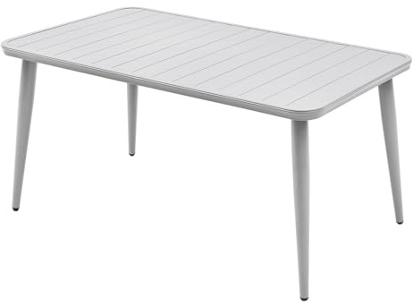 MAT-COMPANY Terrassentisch Metall Grau 150 x 85 cm Aluminium Gartentisch mit gemusterter Tischplatte wetterfest Stabiler Esstisch für Garten Balkon Terrasse 6 Personen