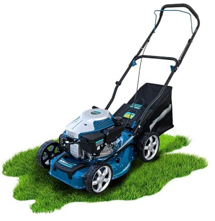 Cecotec Cortacésped de Gasolina Motor 144cc Terrenator 2700.41 Plus Total Z | Ancho de Corte 41cm, Cuerpo de Acero, Cambio de Altura Sistema Z-Tech, 3in1 con Mulching, Ruedas Traseras XL