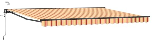 KPWENFBSL Motorisierte Gelenkarmmarkise mit Fernbedienung, Kassettenmarkise aus Polyester und Aluminium für Terrasse und Balkon, Sonnenschutz Markise 4x3 m, Gelb Orange Anthrazit