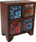 GURU SHOP Apothekerschränkchen mit Bunten Keramik Schubfächern, Gewürzkiste - 2x2 Fächer Modell 3, Braun, 18x15x8 cm, Dosen, Boxen & Schatullen