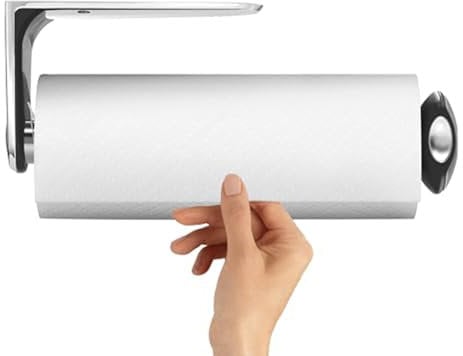 simplehuman KT1024 Long Quick Load Wall Mounted Kitchen Roll Holder, Suitable for Under Cupboard or Cabinet, Easy Tear, Easy to Install (Fits Kitchen Rolls Measuring 27-28cm), Brushed Stainless Steel