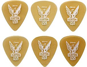 Plectrum Ultem Gold, Standard 351 Form 0,38 mm, transparentes Gold, 12 Stück.