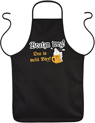 Goodman Design Bayrischer Dialekt - Mundart - Grillschürze : Bratzn/Bratzn Weg ! des is meii Bier bayrische Kochschürze schwarz