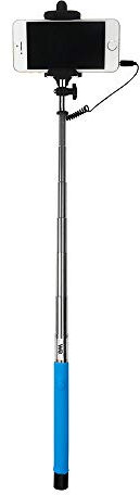 WE Bras Perche Selfie Selfie Stick Bâton Réglable Télescopique 1m avec Support Téléphone pour Smartphones Contrôle Prise Jack - Bleu