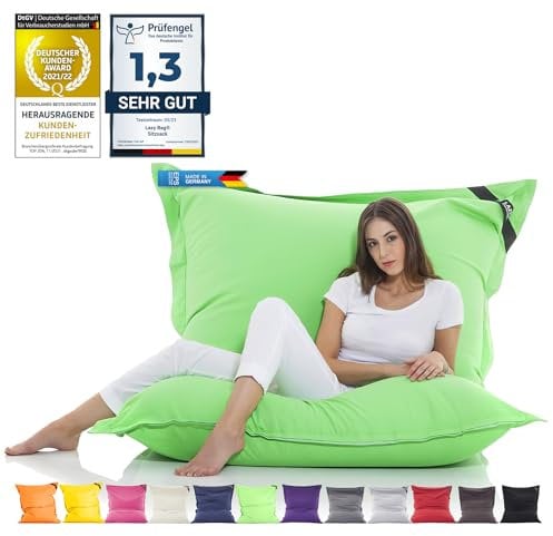 LAZY BAG Original Riesen-Sitzsack Cotton XXL 180x140cm mit 400L | hautfreundliches Baumwolle Sitzkissen 2-in-1 relaxtes Sitzen & Liegen | Perfekte Ergonomie Dank 4 Mio. EPS-Perlen | waschbarer Bezug
