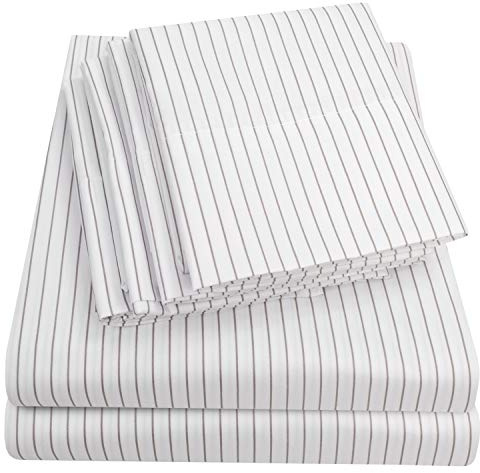 Sweet Home Collection Set di lenzuola per letto California king size, 6 pezzi, collezione Supreme 1500, in microfibra spazzolata fine, con tasca profonda, 2 federe extra, viola gessato