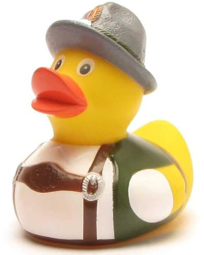 Duckshop I Badeente Trachten Bayer I Quietscheente Oktoberfest I L: 8 cm I inkl. Quietscheentchen-Schlüsselanhänger im Set I Geschenk für Bayern I Präsent Oktoberfest