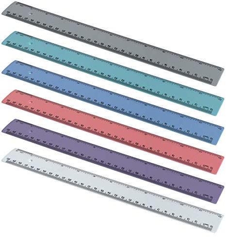 Acrimet Plastic Ruler 12 Inches and 30 Centimeters Measuring Device Tool for Student School Office Heavy Duty (Pastel Assorted Color) (6 Pack)