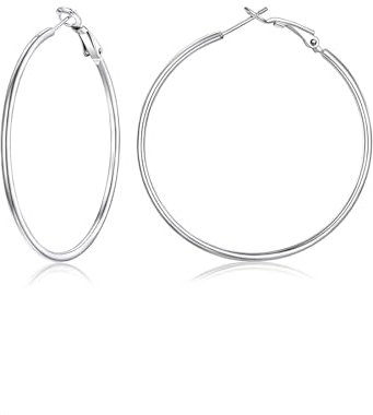 FOCALOOK Creolen Hoop Ohrringe 50mm Große Runde Kreis Ohrringe goldfarben Elegant Ohrschmuck für Frauen Mädchen Bürodamen