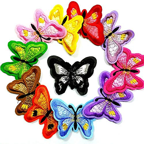 Soleebee Gemischt zufällig Patches Zubehör Aufbuegler Bügeleisen-auf oder Nähen-auf Aufnäher Applikation Applique Flicken Patches (11 Stück Schmetterling)