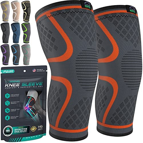 MODVEL Paquete de 2 rodilleras de compresión para hombres y mujeres, rodilleras para correr, ortopédicas para el alivio de rotura de menisco, artritis y malestar articular (XL)