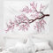 ABAKUHAUS Japan Wandteppich, Sakura Zweig Blüten aus Weiches Mikrofaser Stoff Waschbar ohne Verblassen Digitaldruck, 150 x 110 cm, Dunkelbraun Rosa