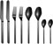 MORGIANA 8-teiliges Besteckset Edelstahl 18/10 Besteck Set mit Essgabel und Esslöffel Steakmesser Teelöffel (Schwarz)