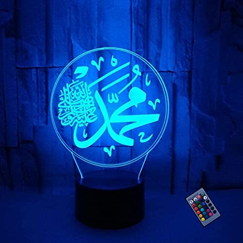 YTDZLTD 3D Islamische Dekorative Lichter Nachtlicht 16 Farben Andern Sich Fernbedienung USB-Strom Dekor Lampe Lampe LED Lampe Tisch Kind Geburtstag Weihnachten Geschenke